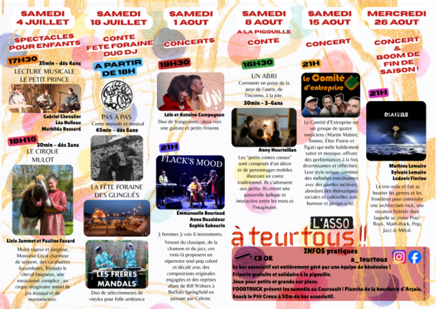 PROGRAMMATION ETE 2026 A TEURTOUS