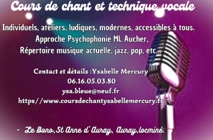 Ysabelle Mercury - Cours de chant, techniques et attitudes scéniques.