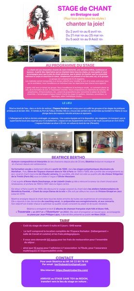 STAGE: CHANTER - VIBRER, Mai 2026 Tous styles / Bretagne Sud