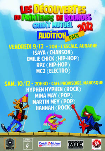 audition PACA les découvertes du printemps de Bourges Crédit Mutuel 2012