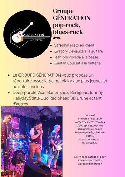 Groupe GÉNÉRATION - pop-rock Blues-rock 
