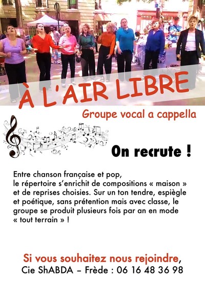 Rejoignez le groupe vocal a cappella À l'Air Libre !