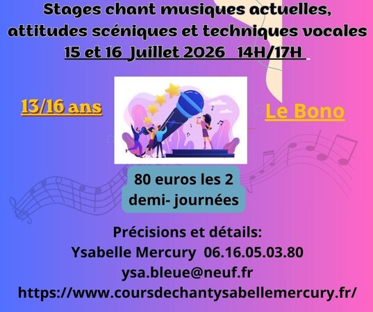Stages de chant, technique vocale et attitudes scéniques