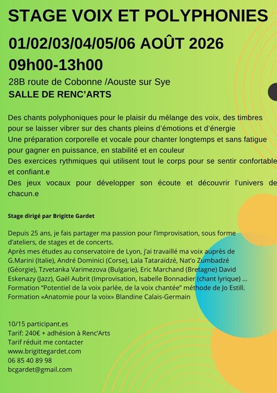 STAGE POLYPHONIES ET JEUX VOCAUX