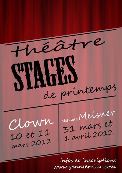 Stages de printemps à Nantes: Clown, technique Meisner