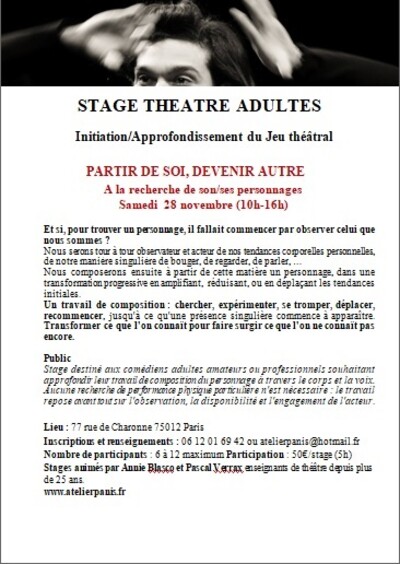 Atelier théâtre Panis | Stage de théâtre | Paris 11