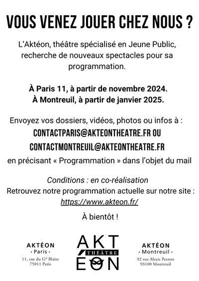 Aktéon Théâtre - Recherche spectacles Jeune Public