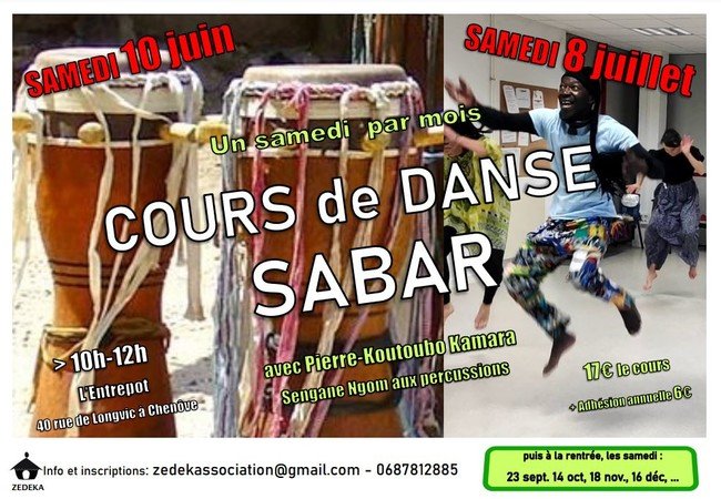 association ZEDEKA - Cours de danse Sabar un samedi par mois