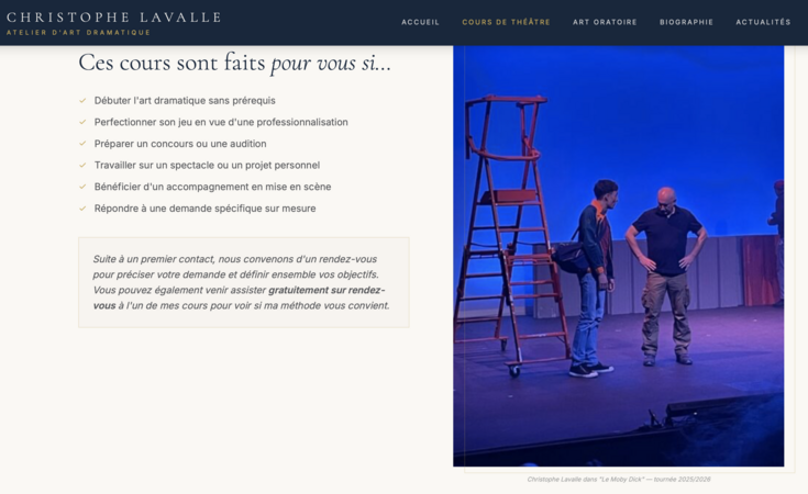 Atelier Christophe Lavalle | Cours d'art dramatique | Paris