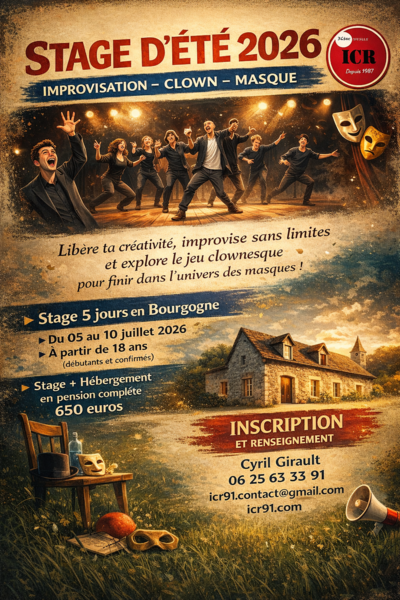 STAGE D’ÉTÉ 2026 – IMPROVISATION / CLOWN / MASQUE