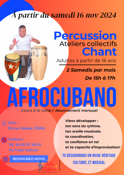 Atelier AFRO-CUBAIN : Percussions et Chants