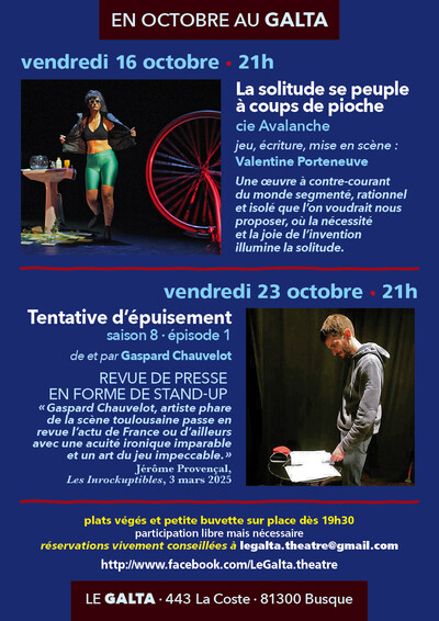 2 magnifiques spectacles / Octobre au Galta