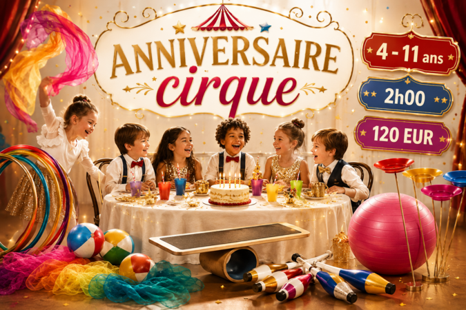 ANNIVERSAIRES pour vos enfants - sous forme d'un atelier du CIRQUE