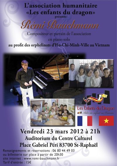 concert de piano solo par Rémi Bauchmann en faveur des orphelins d'Ho Chi Minh Ville au Vietnam