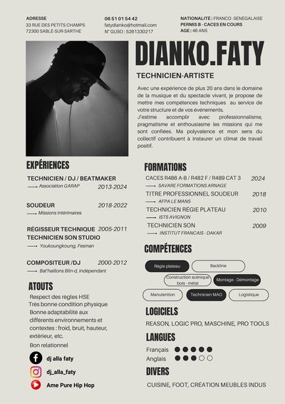 Dianko Faty - Technicien événements