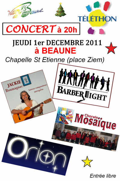 Télethon - concert jeudi 1er décembre à Beaune