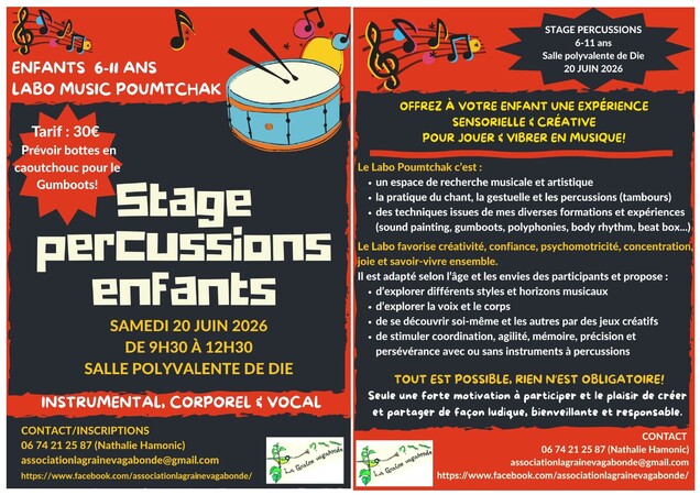 STAGE PERCUSSIONS ENFANTS / 6-11 ans