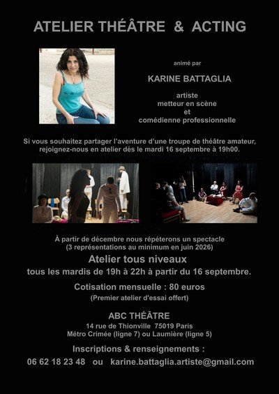 Compagnie Arhéna - Atelier théâtre et acting hebdomadaire