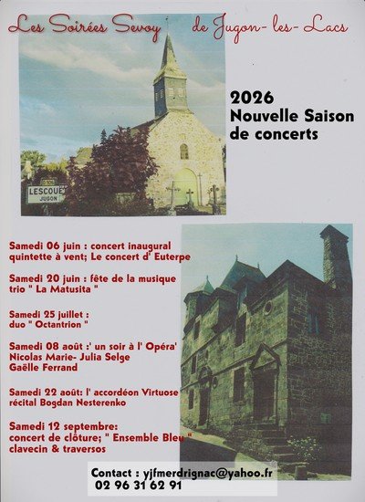 La saison 2026 des Soiées Sevoy de Jugon- les- lacs