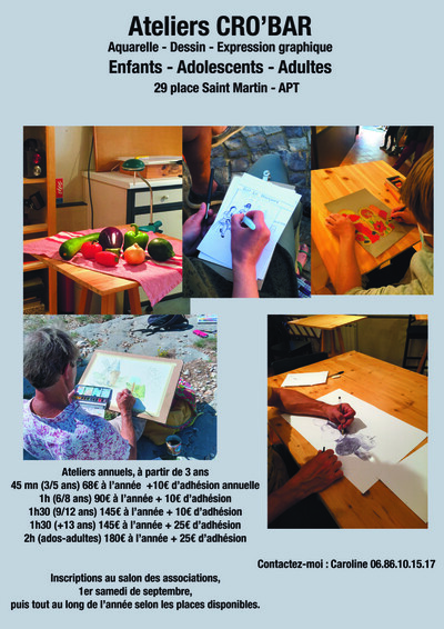 Atelier CRO'BAR - cours de dessin, d'aquarelle, enfants/ados/adultes