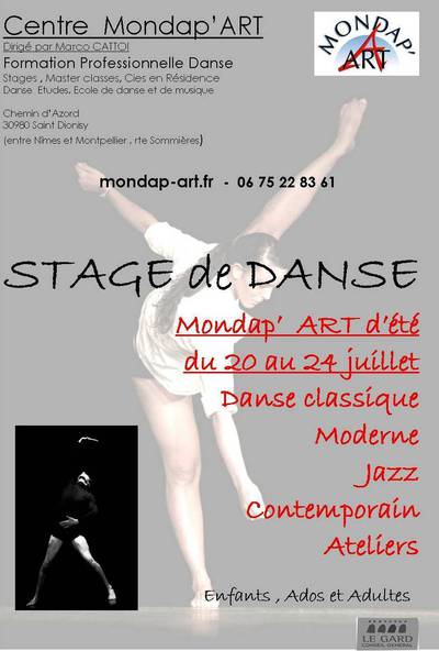 MONDAP'ART d'ETE , STAGE DE DANSE du 20 au 24 juillet ,pour Enfants , Ados et Adultes 