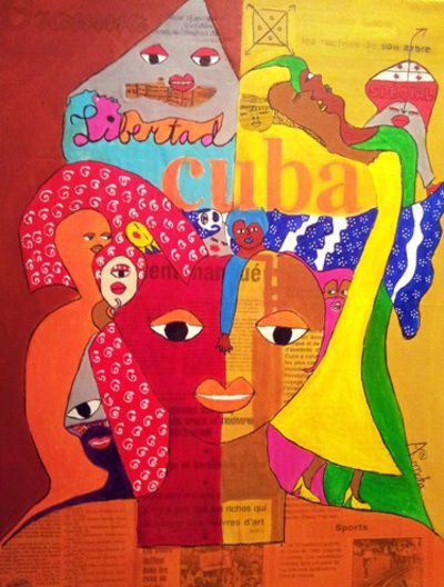 Aconcha peintre cubain au Festival Libertad. Exposition peintures, sculptures, installations, livre d'artiste et dessins