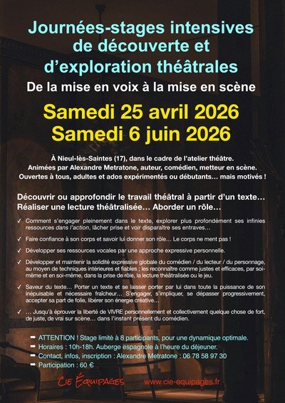 Journées-stages de découverte et d'exploration théâtrales