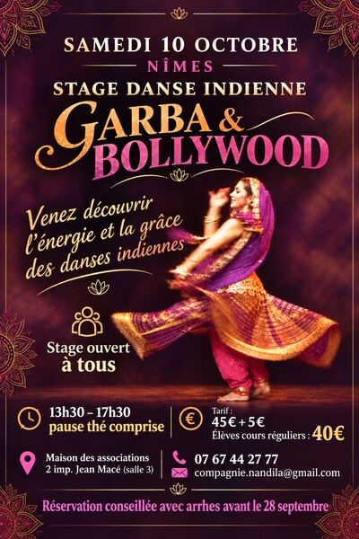Stage danse indienne GARBA / BOLLYWOOD