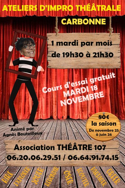 Association Théâtre 107  - Ateliers d'impro théâtrale mensuels