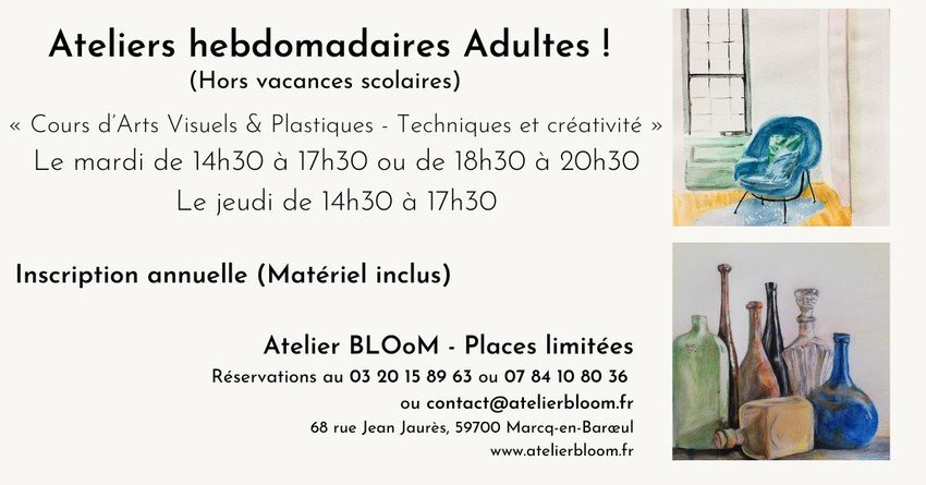 BLOoM - COURS DESSIN / ARTS PLASTIQUES & VISUELS ADULTES !