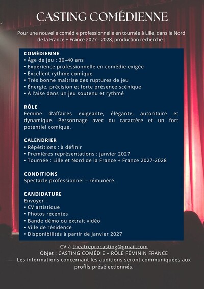 Casting Comédienne - Nord France