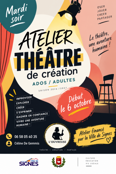 L'ouvreuse - Atelier théâtre gratuit (subventionné)